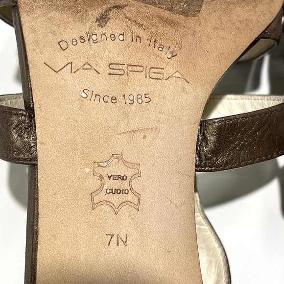 Via Spiga‎ Hilda Womens Italian Leather Sandals Size 7N Calf Bronze Brown - Picture 11 of 13